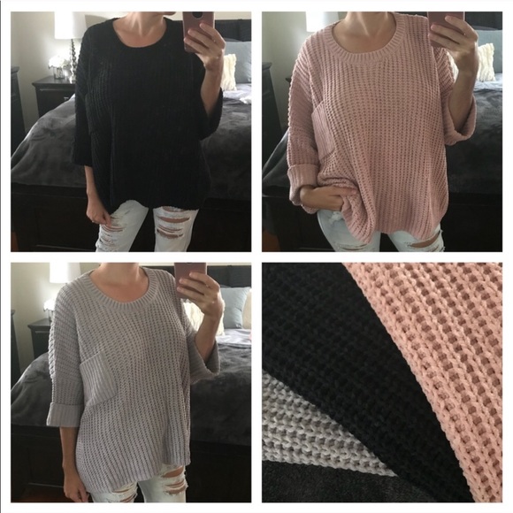 Pocket Chenille Pullover Sage sweater top - Picture 4 of 8